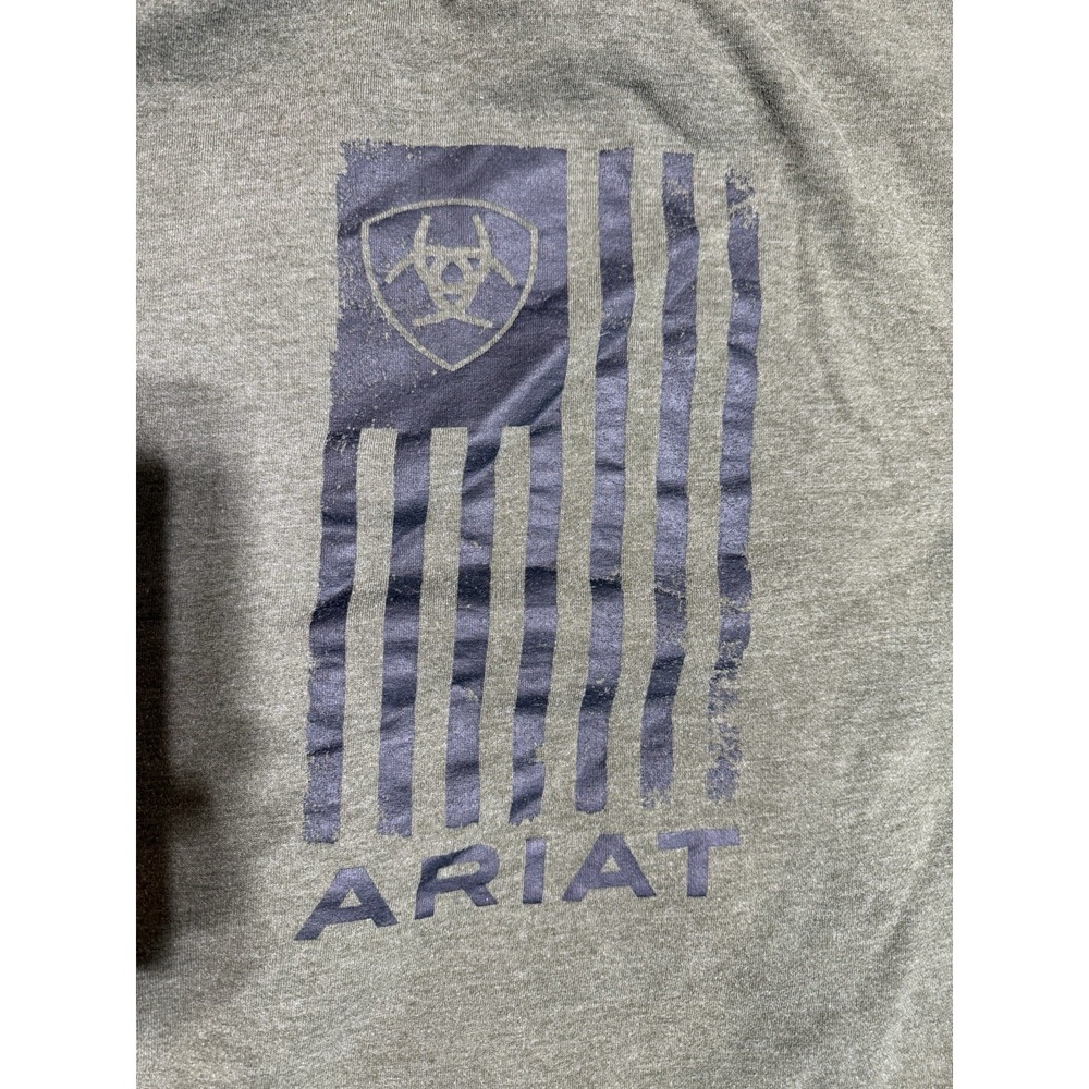 Ariat Mens Large Vertical Flag Hoodie Olive Green Western Pullover Sweatshirt